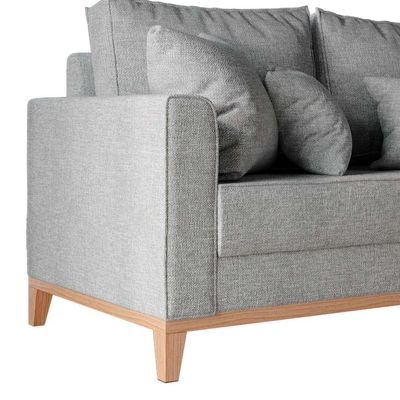 Sofá 2 Lugares Beny Base de Madeira Linho Cotton Cinza