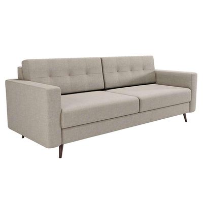 Sofá 3 Lugares Pé Palito Living Linho Cotton Cru