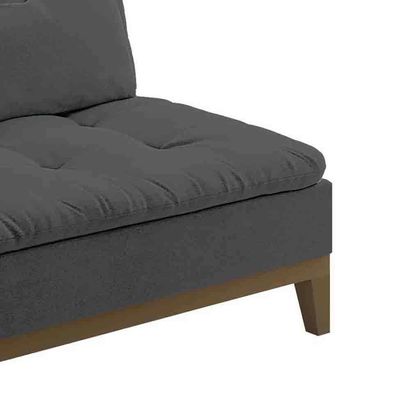 Sofá-Cama 3 Lugares Casal Premium Base e Pés de Madeira Suede Cinza