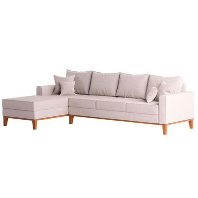 Sofá 4 Lugares Beny Com Chaise Esquerdo Linho Cru