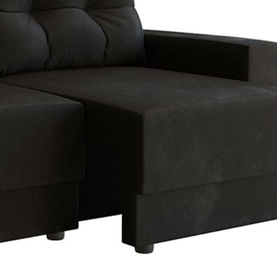 Sofá 3 Lugares Retrátil Lubeck Suede Preto 180 cm