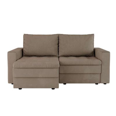 Sofá 3 Lugares Retrátil Berna Suede Bege 180 cm