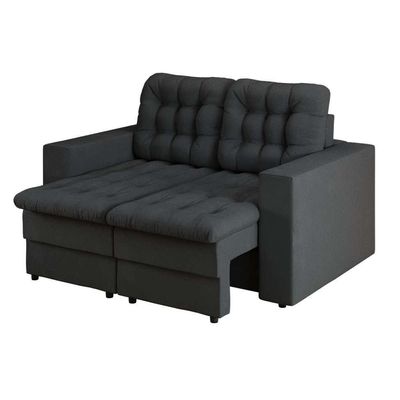 Sofá 2 Lugares Retrátil Lubeck Plush Suede Grafite 140 cm