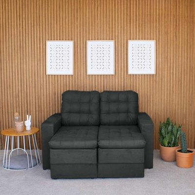 Sofá 2 Lugares Retrátil Lubeck Plush Suede Grafite 140 cm