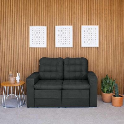 Sofá 2 Lugares Retrátil Lubeck Plush Suede Grafite 140 cm