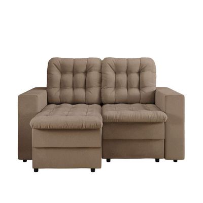 Sofá 2 Lugares Retrátil Lubeck Plush Suede Bege 140 cm