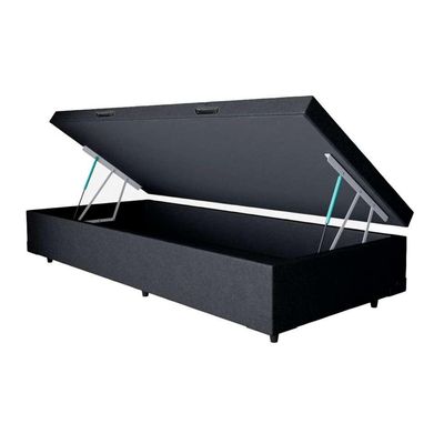 Base para Cama Box Solteiro Martin Premium com Baú (45x88x188) Preta