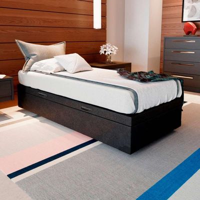 Base para Cama Box Solteiro Martin Premium com Baú (45x88x188) Preta