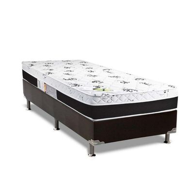 Cama Box Solteiro: Colchão Anatômico Luckspuma D33/Ag65 Aspen Super Firme + Base Black(88X188)