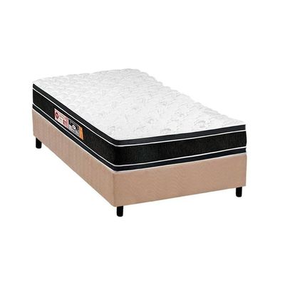 Cama Box Solteiro: Colchão Espuma Castor D33 Black E White Double Face + Base Clean(88X188)