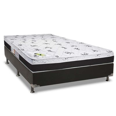 Cama Box Casal: Colchão Anatômico Luckspuma D33/Ag65 Aspen Super Firme + Base Black(138X188)
