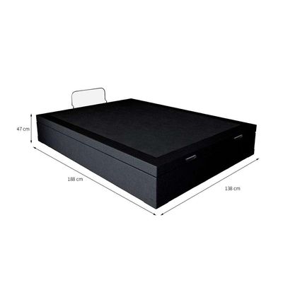 Base para Cama Box Casal Martin Premium com Baú (47x138x188) Preta