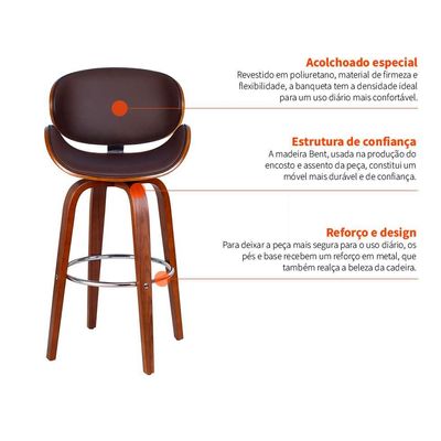 Banqueta Giratória Helmond Marrom