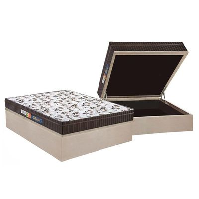 Cama Box Baú Casal: Colchão Ortopédico Polar D28 / Ep Orthoface Class + Base Clean(138X188)