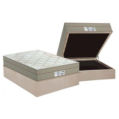 Cama Box Baú Casal: Colchão Molas Probel Prolastic Prodormir Born + Base Crc Suede Clean(138X188)