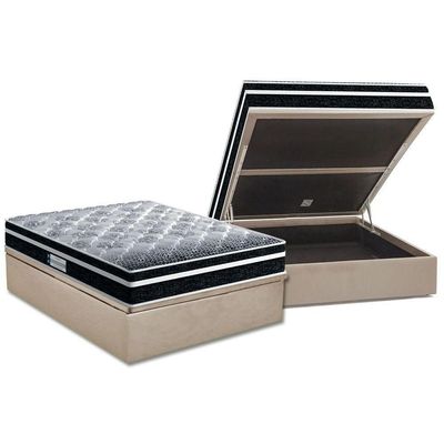 Cama Box Baú Casal: Colchão Espuma D33 Probel / Ep Prodormir Tech1500 Plus + Base Clean(138X188)
