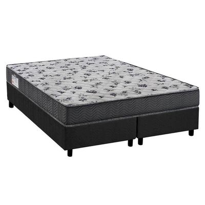 Cama Box Queen: Colchão Ortopédico Ortobom D33/Ep Iso 100 Ultra Firme + Base Crc Suede Gray(158X198)