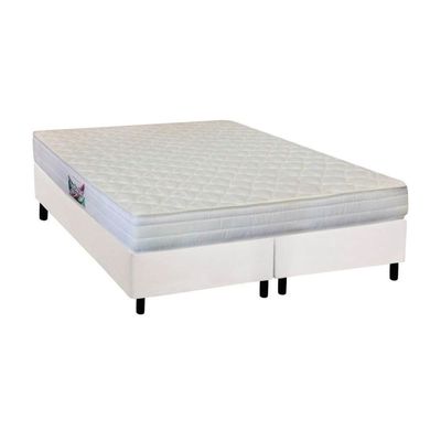 Cama Box Queen: Colchão Anatômico Herval Ag65 Firme Frontier + Base Crc Courano White(158X198)