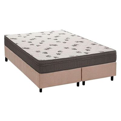Cama Box Queen: Colchão Espuma Ortobom D45 Light + Base Crc Suede Clean(158X198)