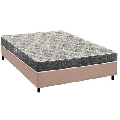 Cama Box Casal: Colchão Espuma Anjos Ezequiel + Base Crc Suede Clean(138X188)