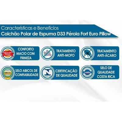 Cama Box Baú Queen: Colchão Espuma Polar D33 Pérola Euro Pillow + Base Crc Suede Clean(158X198)