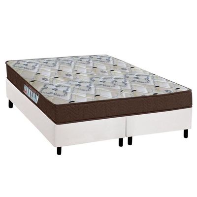 Cama Box Queen: Colchão Espuma Ortobom D45/Ep Fort Tech Iso 150 + Base Crc Suede White(158X198)