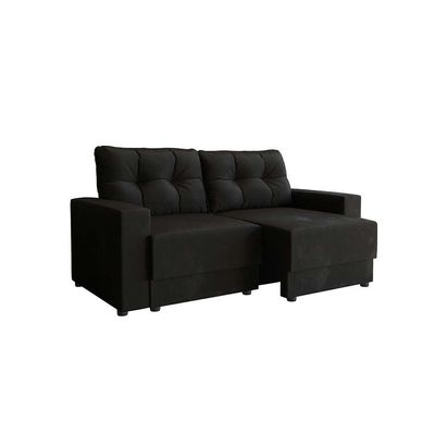 Sofá 2 Lugares Retrátil Lubeck Suede Preto 140 cm