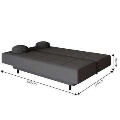 Sofá-Cama Casal 3 Lugares Jimmy Suede Grafite