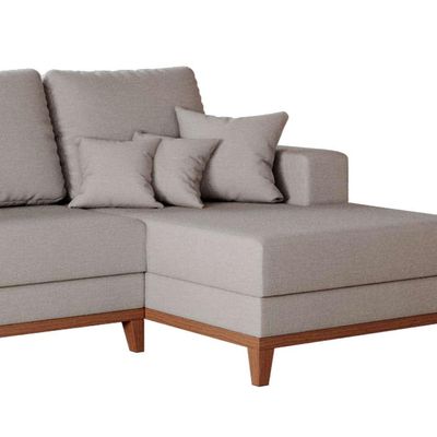Sofá 4 Lugares Belgrado com Chaise Direito Linho Cru 250 cm