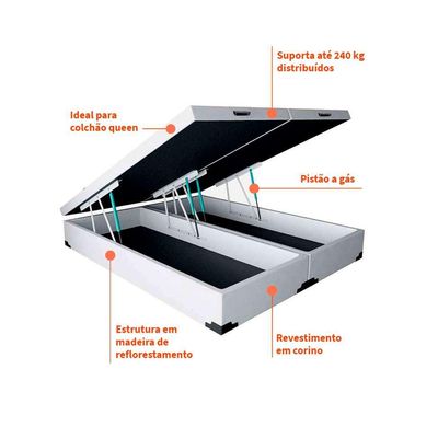 Base para Cama Box Queen Martin Premium com Baú (45x158x198) Branca