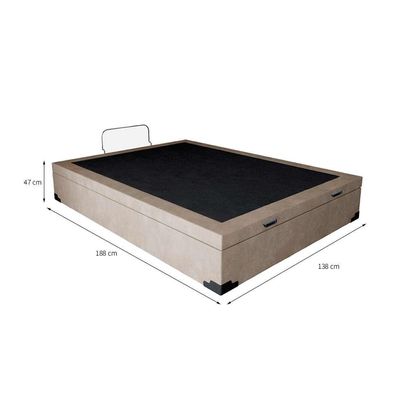 Base para Cama Box Casal Martin Premium com Baú Suede (45x138x188) Bege