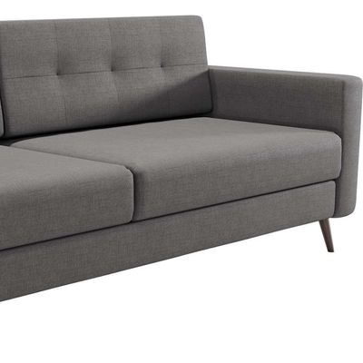 Sofá 3 Lugares Living Pé Palito Linho Cotton Cinza 210 cm