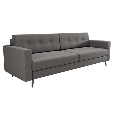 Sofá 3 Lugares Living Pé Palito Linho Cotton Cinza 210 cm