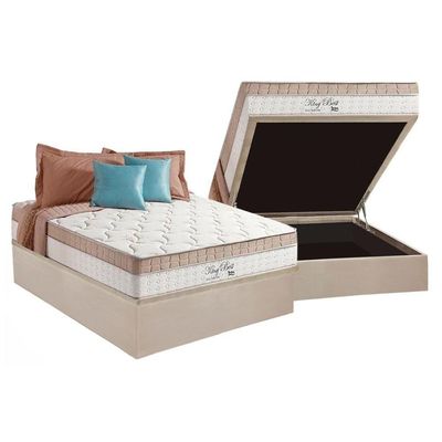 Cama Box Baú Casal: Colchão Molas Ensacadas Anjos Masterpocket King Best + Base Clean(138X188)