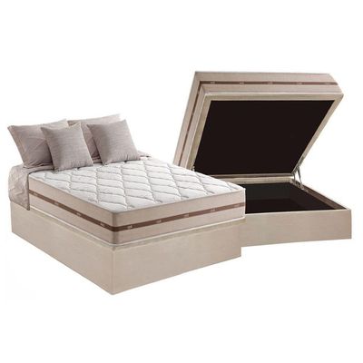 Cama Box Baú Casal: Colchão Molas Masterpocket Ensacadas Anjos Classis + Base Clean(138X188)