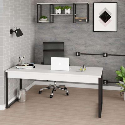 Mesa de Escritório Kuandra Branca e Preta