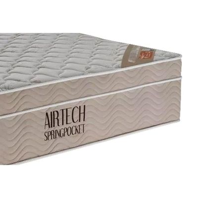 Cama Box Baú Casal: Colchão Molas Ensacadas Ortobom Fort Airtech Spring + Base Clean(138X188)