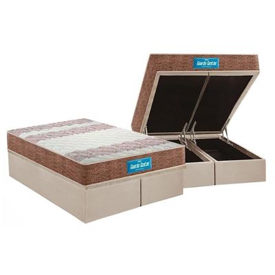 Cama Box Baú Queen: Colchão Probel D33 / Ep Plus Double Face + Base Clean(158X198)