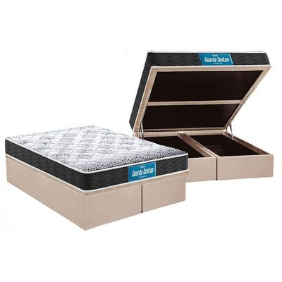 Cama Box Baú Queen: Colchão Probel D28 / Ep Prómiddle Double Face + Base Clean(158X198)