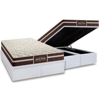 Cama Box Baú King: Colchão Ortopédico Probel Guarda Costas Extra Firme + Base White(193X203)