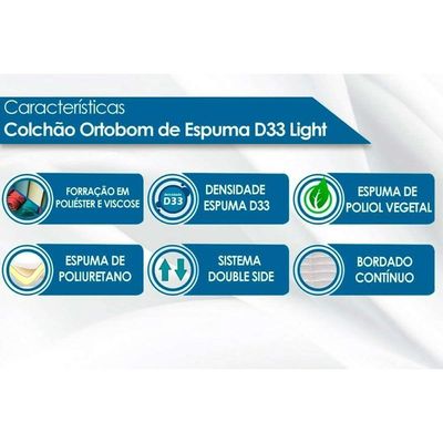 Colchão Solteiro D33 Ortobom + Cama Auxiliar Teen Aquarela Atacama