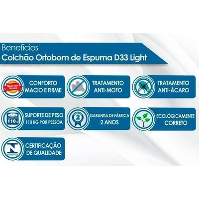 Colchão Solteiro D33 Ortobom + Cama Auxiliar Teen Aquarela Atacama