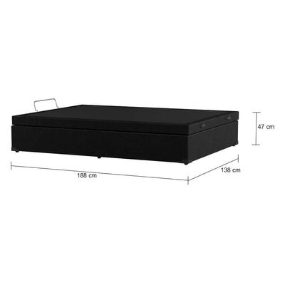 Base para Cama Box Casal Madeleine com Baú (47x138x188) Preta
