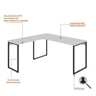 Mesa de Escritório Kuadra II Branca 150 cm