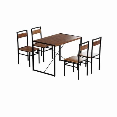 Conjunto de Mesa Well-done com 4 Cadeiras Preto e Ipê