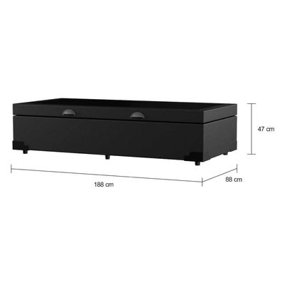 Base para Cama Box Solteiro Madeleine com Baú (45x88x188) Preta