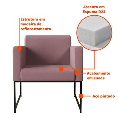 Poltrona Sara Suede Rosa Claro