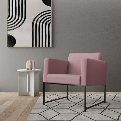 Poltrona Sara Suede Rosa Claro