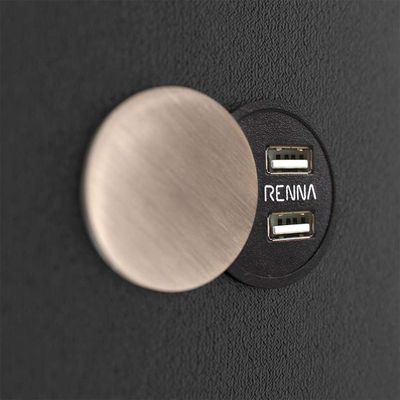 Base para Cama Box Casal com Entrada USB Night (45x138x188 cm) Suede Preta