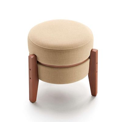 Puff Frapê Linho Bege 47 cm